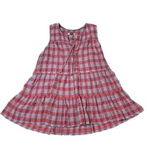 Pilcro Anthropologie Cottagecore Gingham Neve Peplum Tank Top Pink Blue Boho